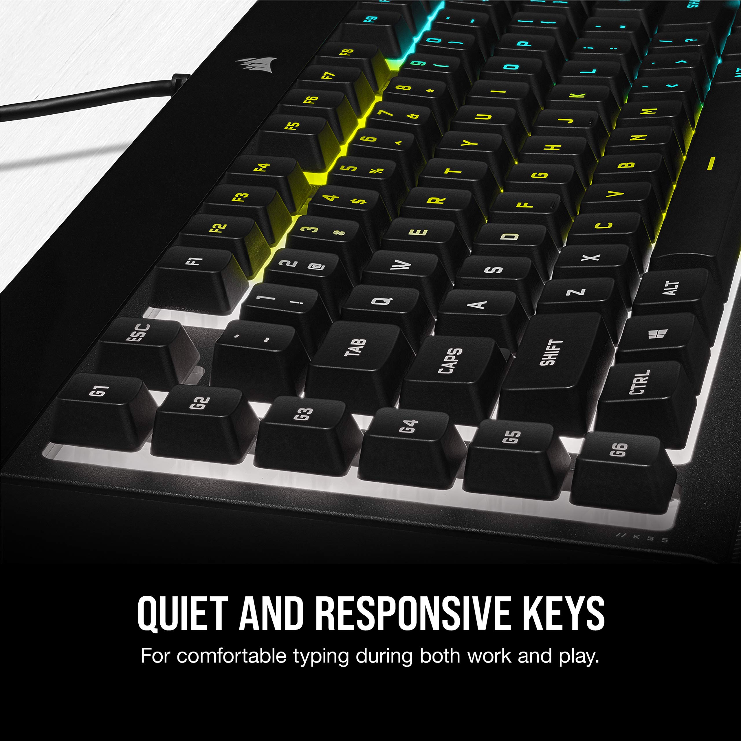 CORSAIR K55 RGB PRO Membrane Wired Gaming Keyboard – IP42 Dust and Spill-Resistant – 6 Macro Keys with Elgato Integration – iCUE Compatible – QWERTY UK – PC, Mac, Xbox – Black 9