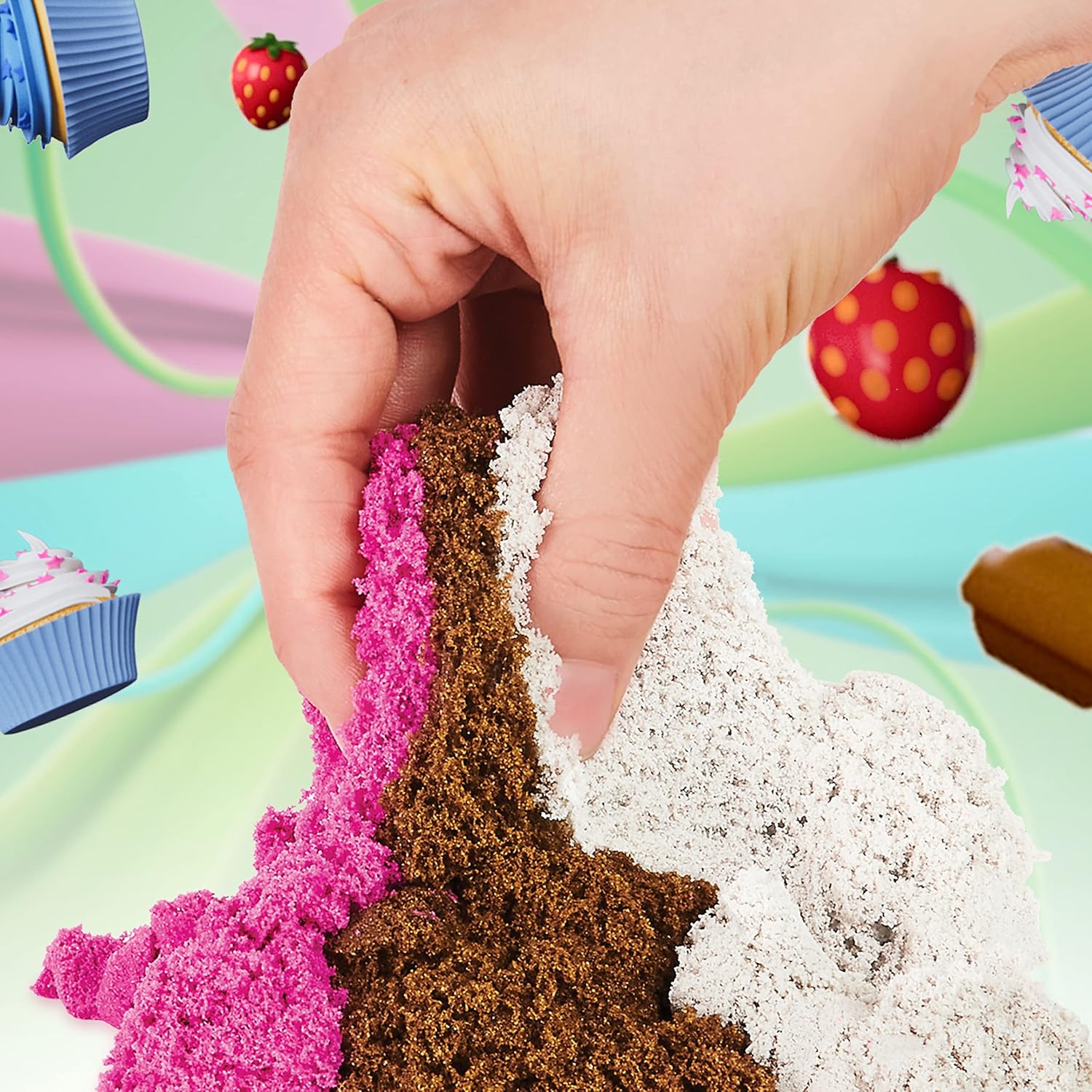 Kinetic Sand Scents Ice Cream Treats Playset - Scented Sand with 6 Tools & Toppings for Kids 3+ 6