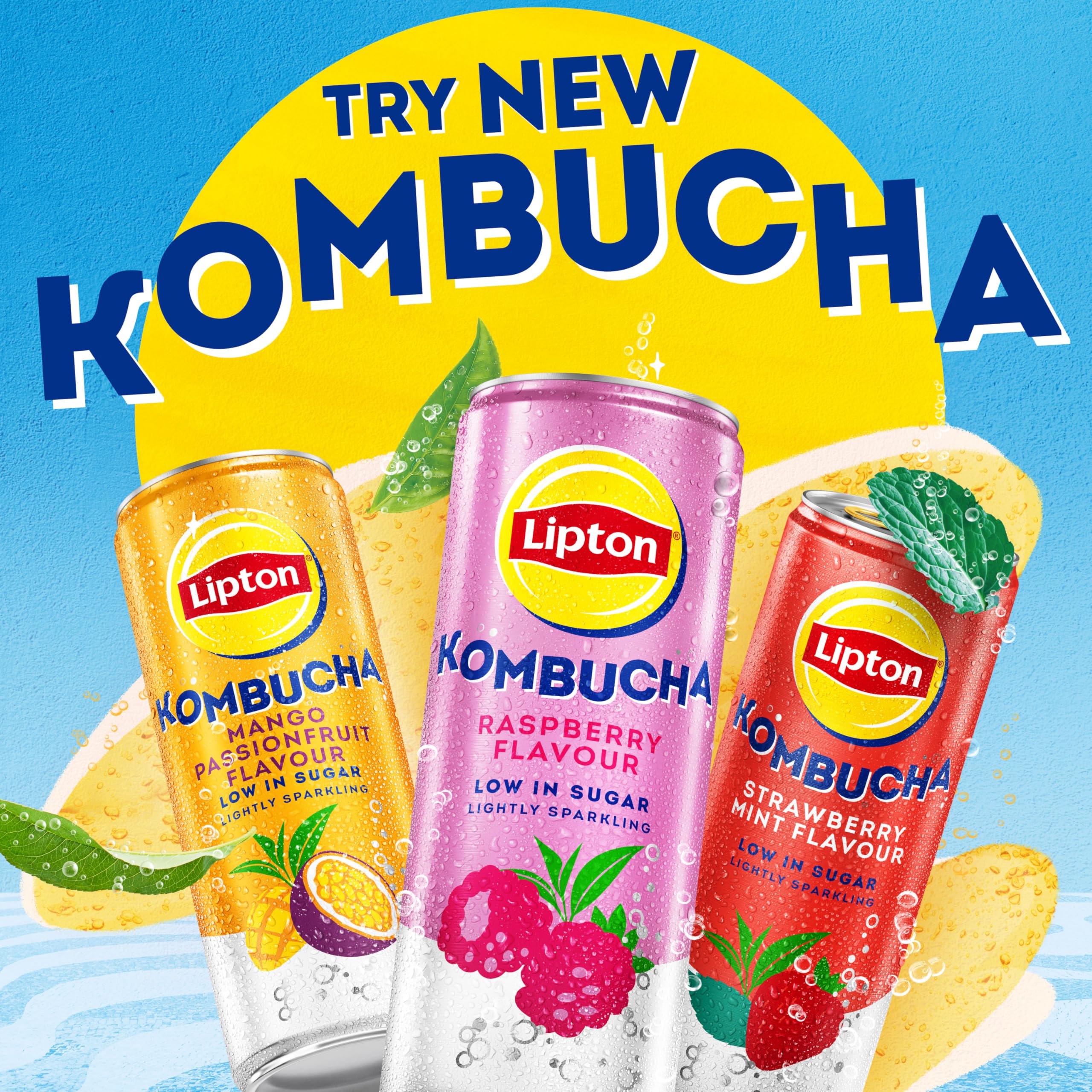 Lipton Raspberry Kombucha - 250ml (Pack of 4) | Live Cultures | Low Sugar 4