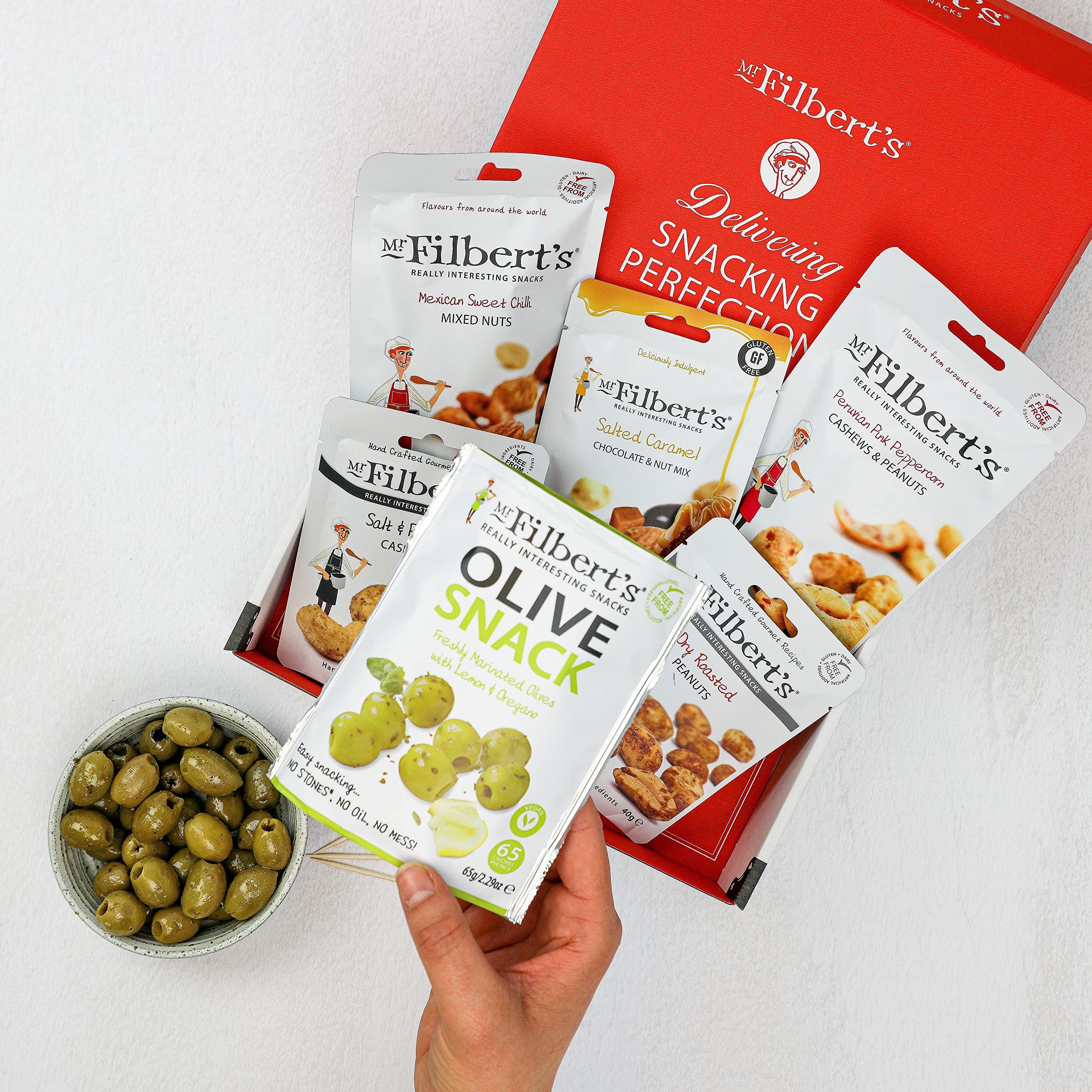 Mr Filbert's Snack Selection - Assorted Nuts and Olives - 6 Pack Gourmet Gift 5