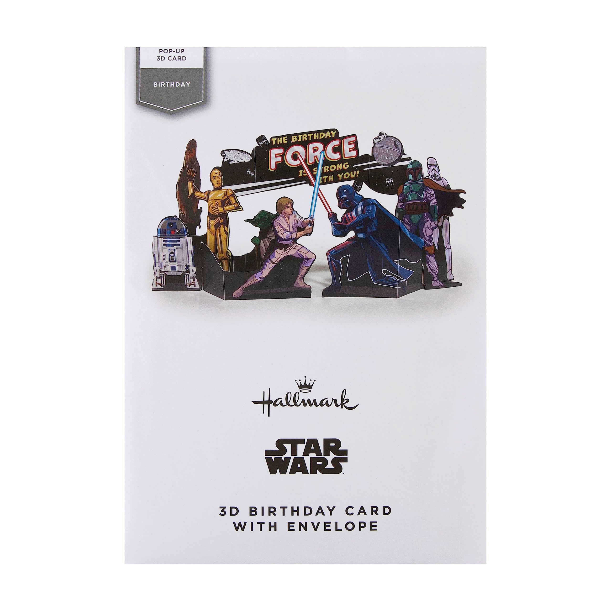 Hallmark Star Wars Birthday Card - 3D Pop Up Luke Skywalker & Darth Vader Design | FSC Certified 7