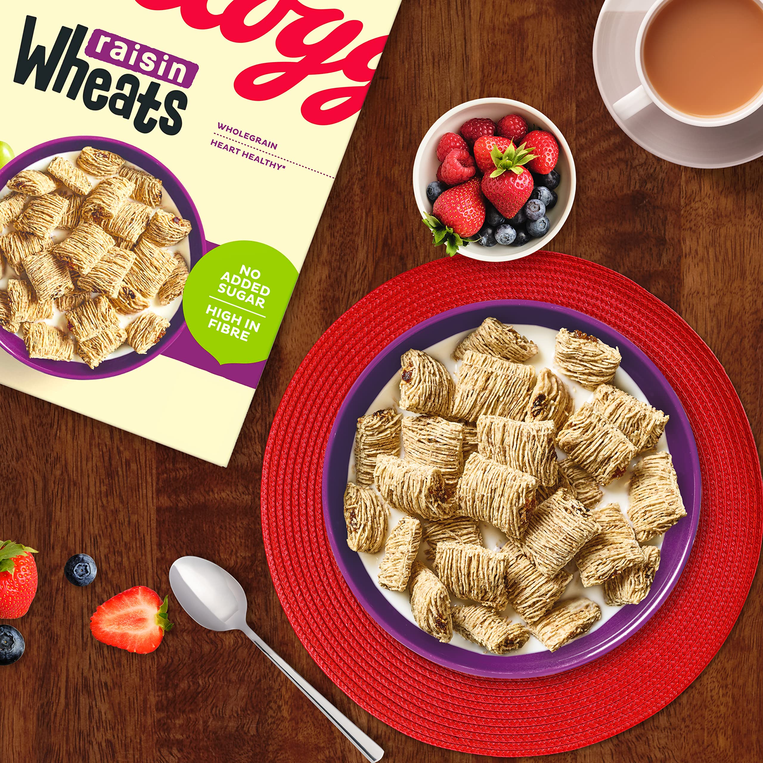Kellogg's Raisin Wheats Breakfast Cereal 450g - No Added Sugar, High Fibre Wholewheat Cereal 3