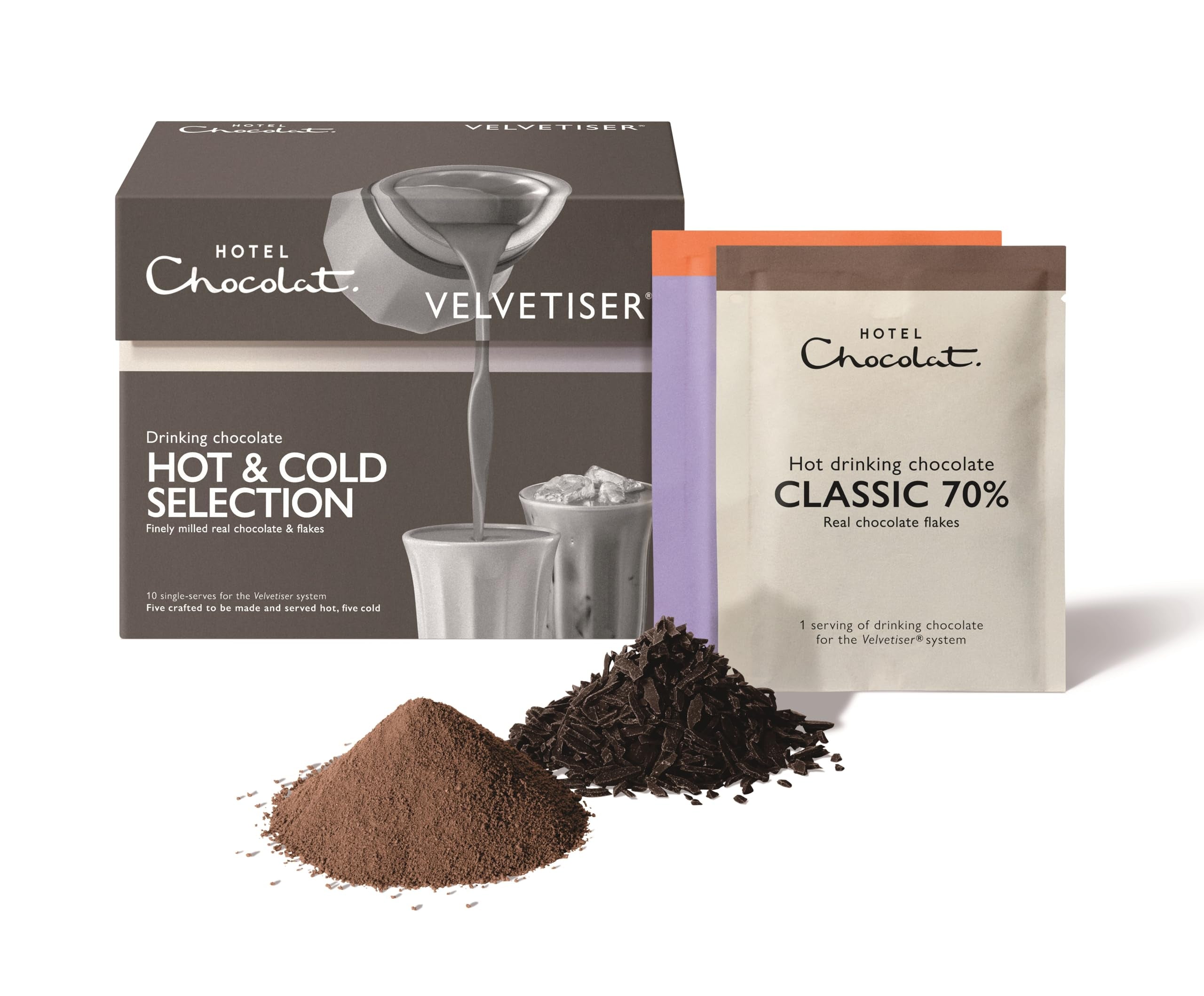 Hotel Chocolat Hot & Cold Drinking Chocolate Selection - 10 Sachets Variety Pack