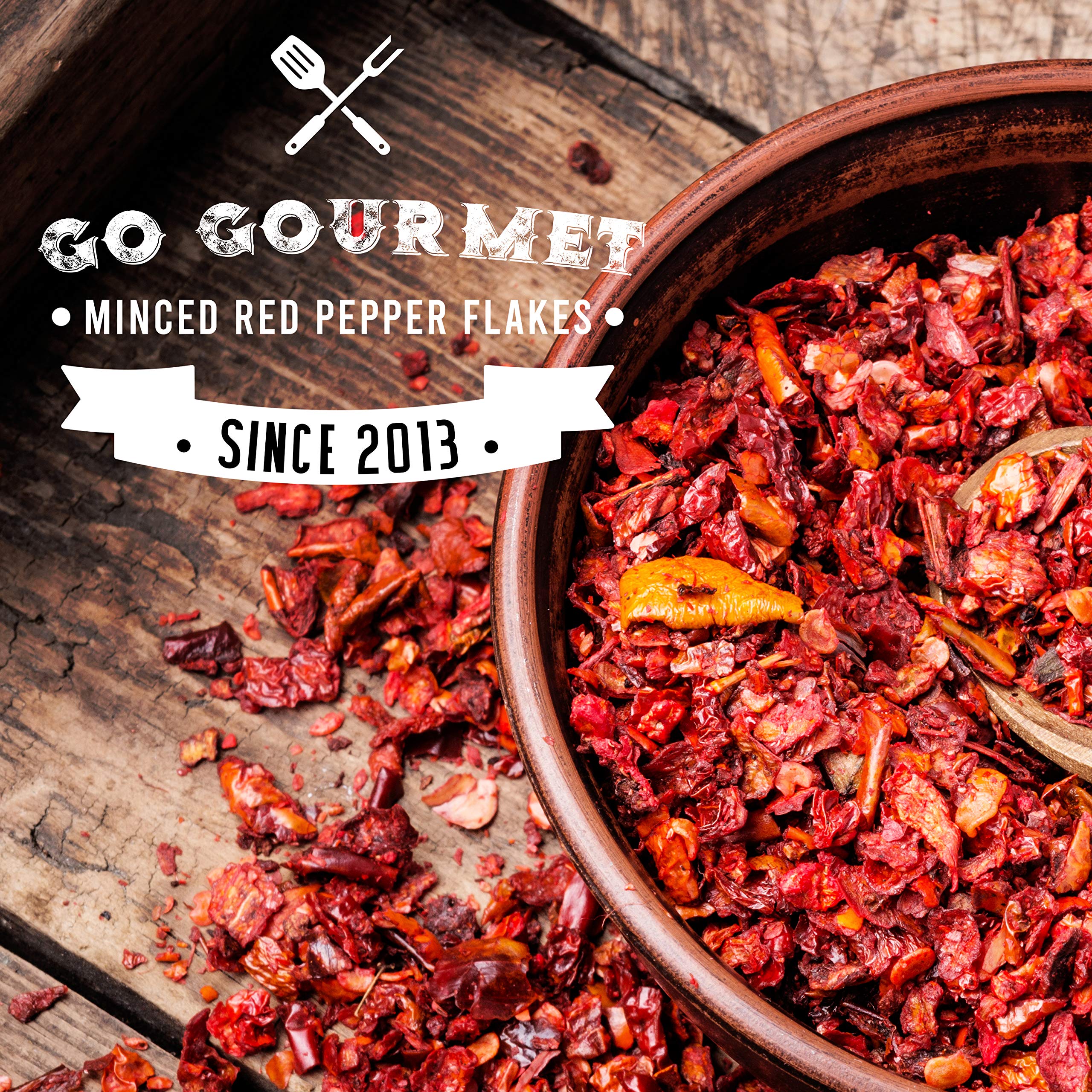 Go Gourmet Minced Red Pepper Flakes - Dehydrated Red Bell Peppers 6-9mm 6