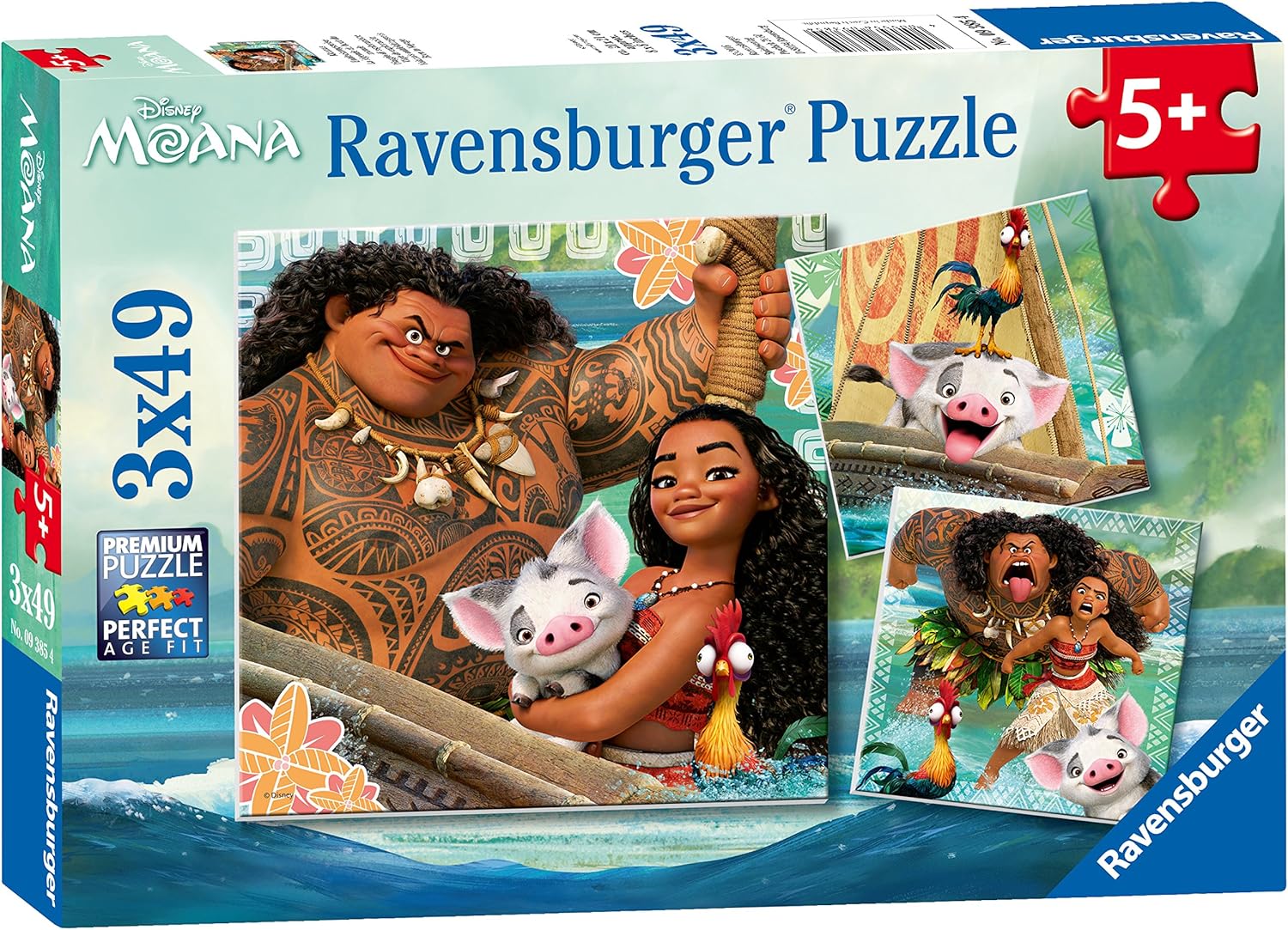 Ravensburger Disney Moana 3x 49-Piece Jigsaw Puzzles - Kids Educational Puzzle Set