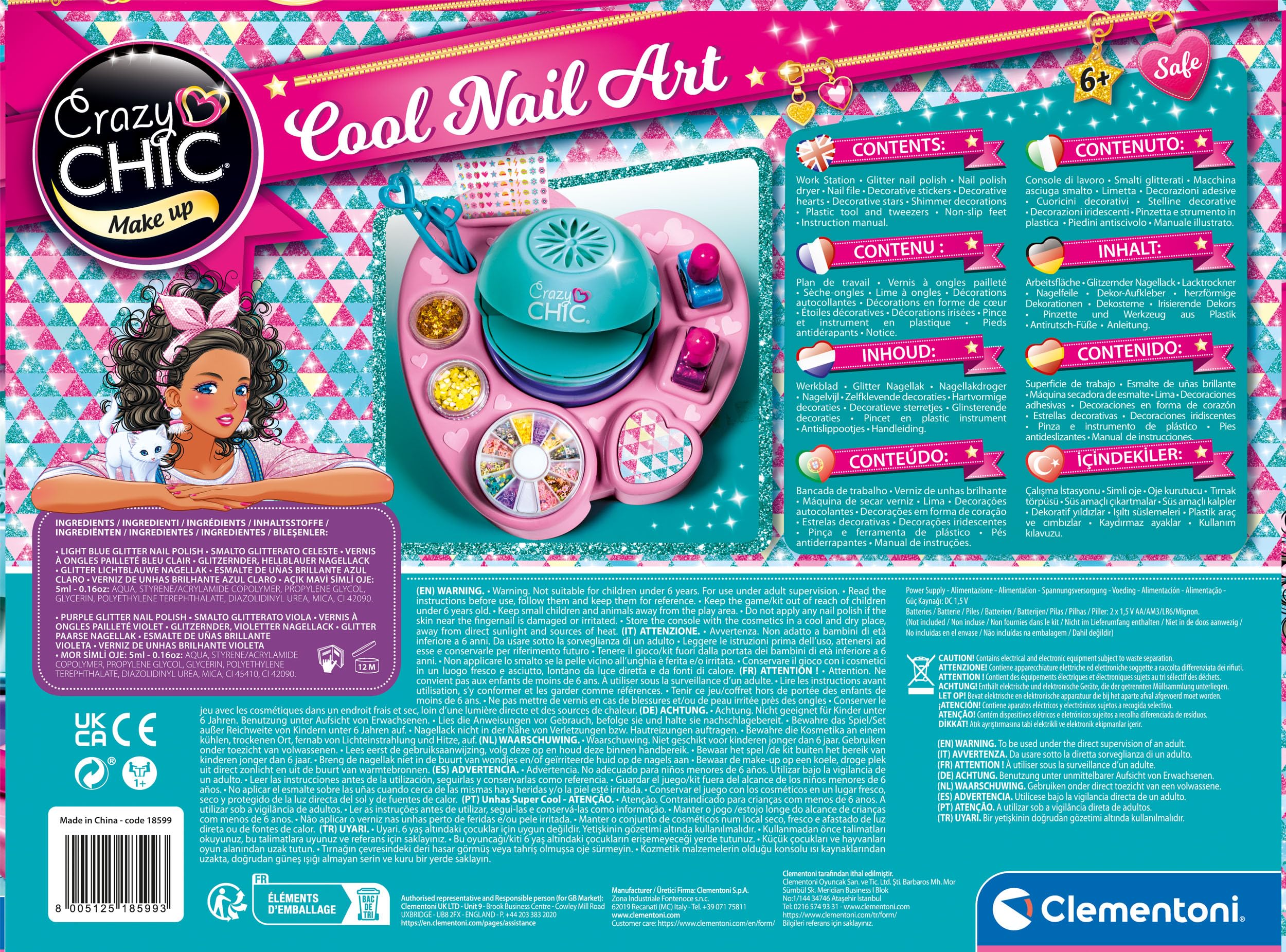 Clementoni Crazy Chic Cool Nail Art Set for Kids 10