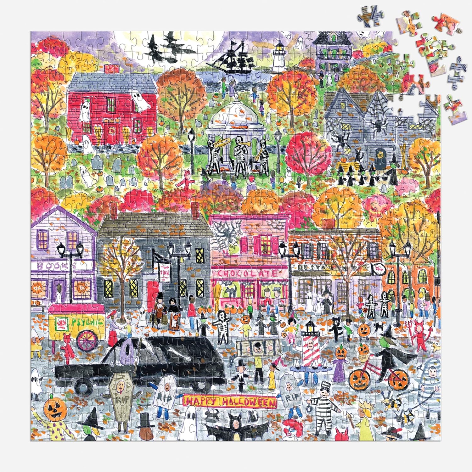 Galison Michael Storrings Halloween Parade 500 Piece Puzzle - Family Jigsaw for Ages 13+ 5