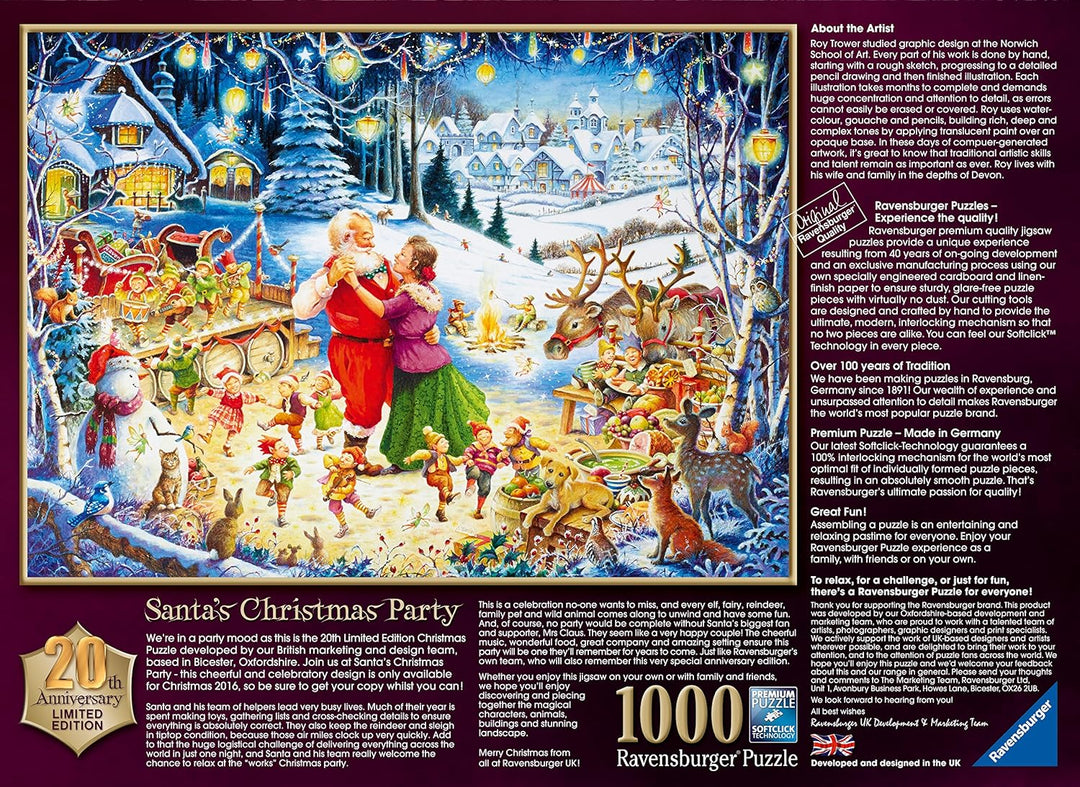 Ravensburger Santa's Christmas Party 1000pc Jigsaw Puzzle - Limited Edition 2016 Holiday Puzzle for Adults & Teens