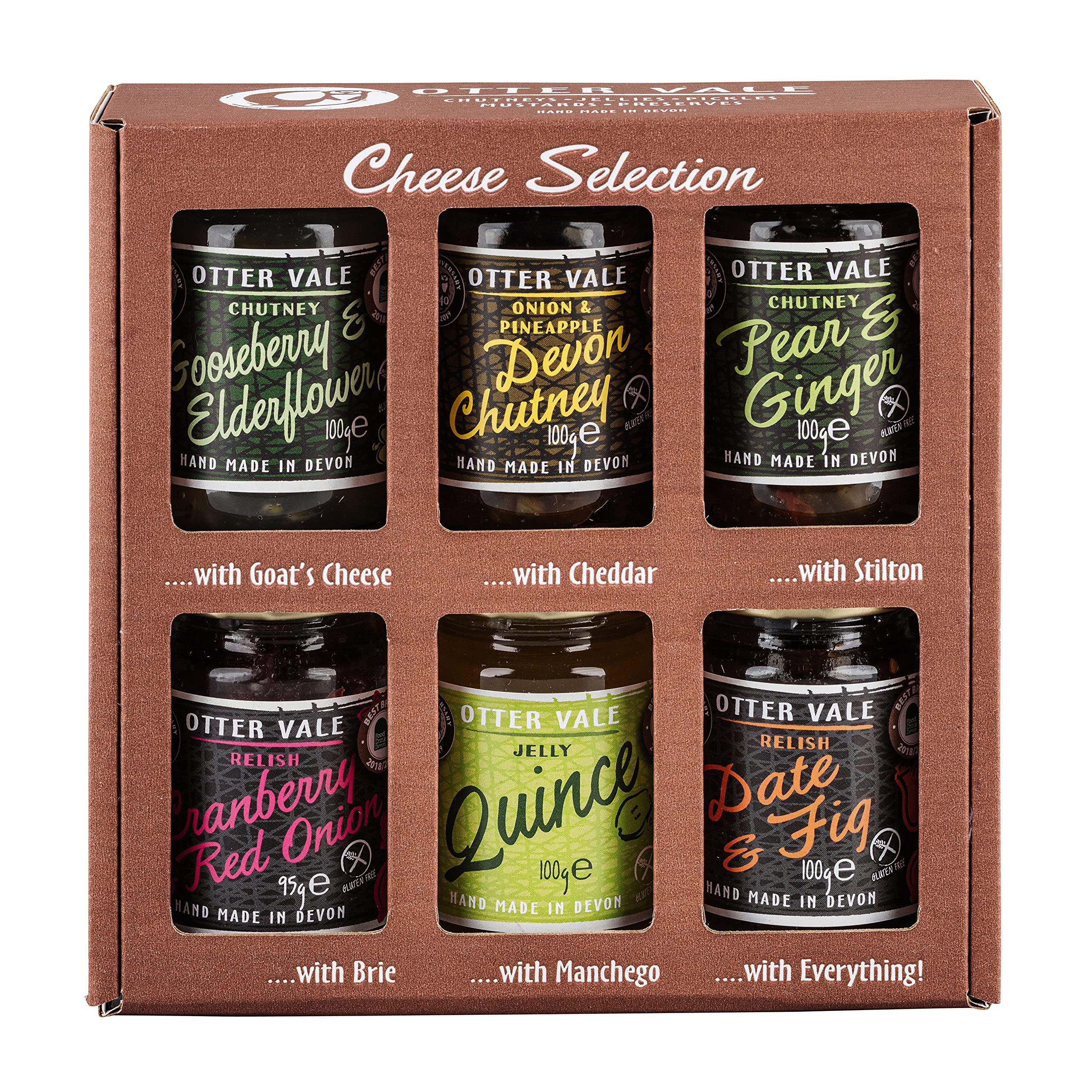 Otter Vale Cheese Selection Tasting Pack - 6 Hand-Made Chutneys & Jellies for Pairing with Cheese