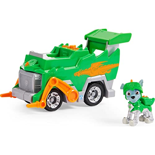 PAW PATROL 6063588, Rescue Knights Rocky Transforming Car mit Actionfigur zum Sammeln