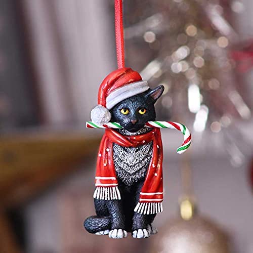 Nemesis Now Hängeornament „Candy Cane Cat“ (LP), 9 cm, Rot
