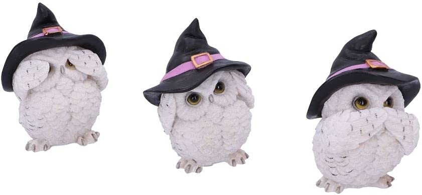 Nemesis Now Three Wise Feathered Familiars Eulenfigur, 9 cm, Weiß