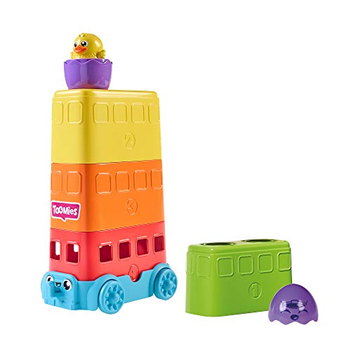 Toomies E73220C Tomy Hide &amp; Squeak Stacker, Deckerbus, Push-Along-Farben und so