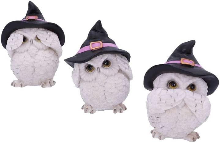 Nemesis Now Three Wise Feathered Familiars Eulenfigur, 9 cm, Weiß