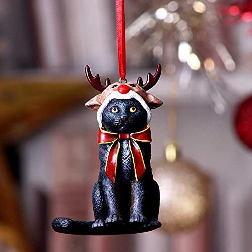 Nemesis Now Rentier-Katze-Hängeornament (LP), 9 cm, Schwarz
