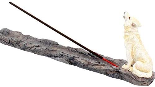 Nemesis Now H2516G6 Weihrauchbrenner „Wolf Call“, 29 cm, Weiß