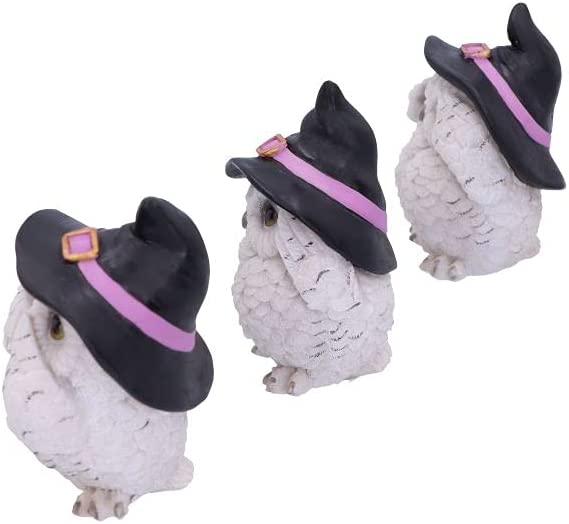 Nemesis Now Three Wise Feathered Familiars Eulenfigur, 9 cm, Weiß