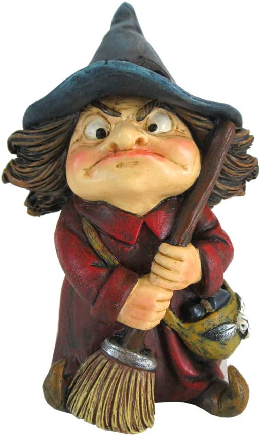 Nemesis Now Toil Kleine Hexen- und Besenstiel-Figur, Polyresin, Rot