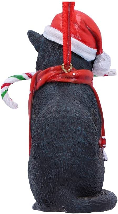 Nemesis Now Hängeornament „Candy Cane Cat“ (LP), 9 cm, Rot