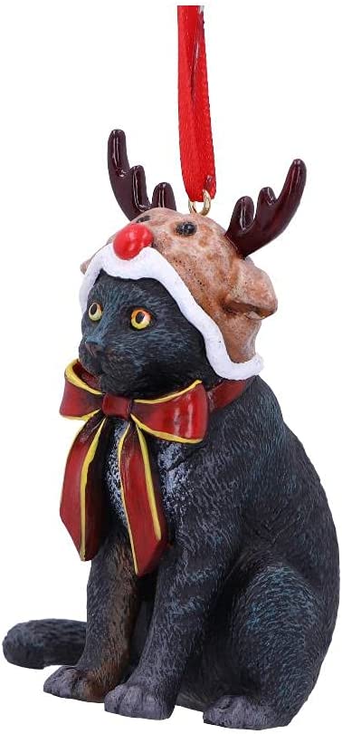 Nemesis Now Rentier-Katze-Hängeornament (LP), 9 cm, Schwarz