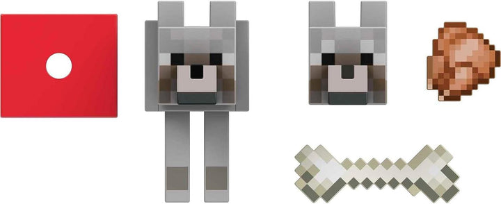 Minecraft Diamond Wolf Action Figure with Accessories Including Magnetic Bone