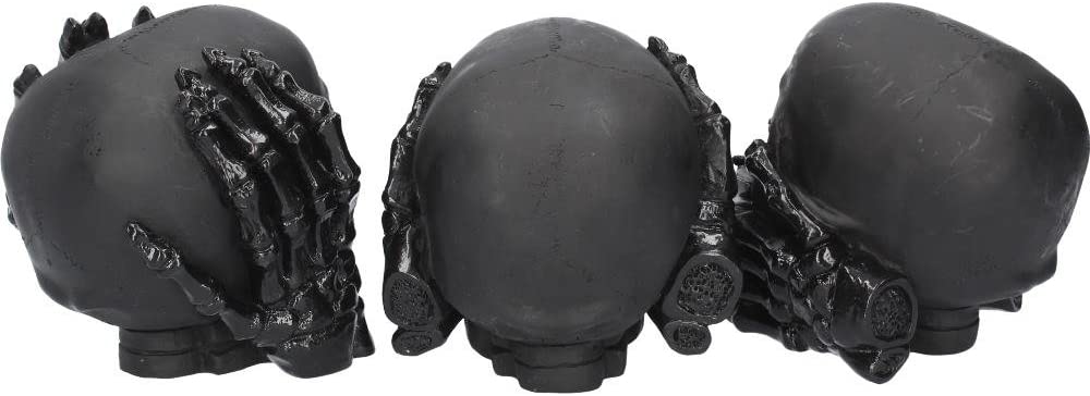 Nemesis Now Dark Totenkopf-Figur „See No, Hear No, Speak No Evil“, 45 cm, Schwarz