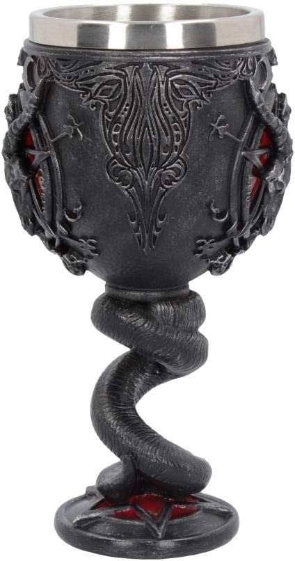 Nemesis Now Baphomet-Kelch, 16 cm, Kunstharz mit Edelstahl, Schwarz