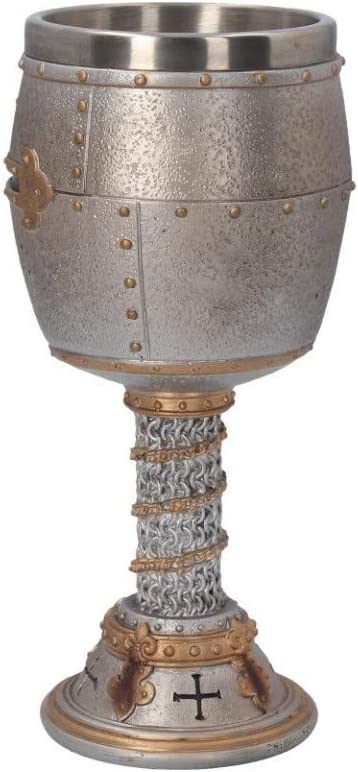 Nemesis Now B3245H7 Crusader Kelch 18 cm Silber, Harz mit Edelstahleinsatz,