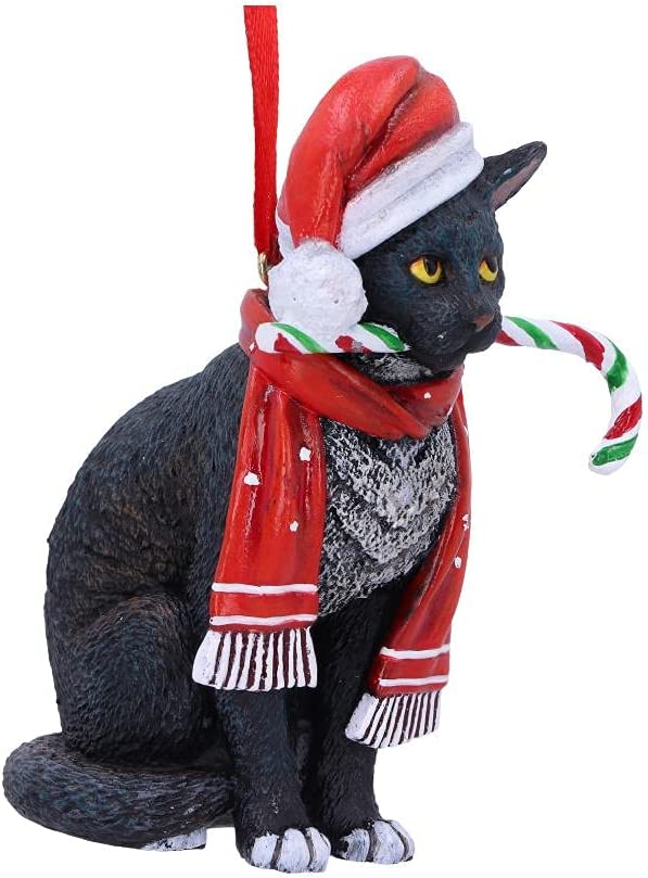 Nemesis Now Hängeornament „Candy Cane Cat“ (LP), 9 cm, Rot