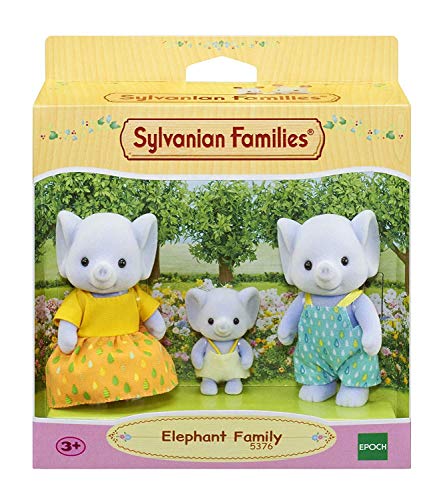 Sylvanian Families 5376 Elephant Family - Posable Collectible Doll Set for Ages 3+