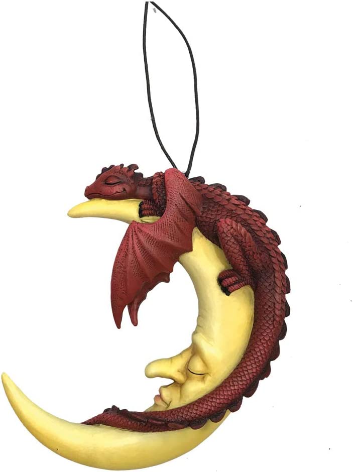 Nemesis Now U4934R0 Crescent Slumber Hängeornament mit rotem Drachen und Mond, Polyr