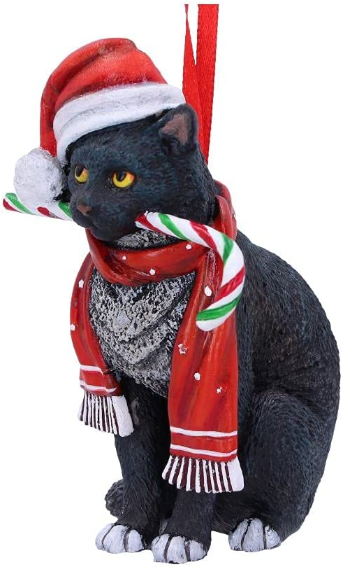 Nemesis Now Hängeornament „Candy Cane Cat“ (LP), 9 cm, Rot