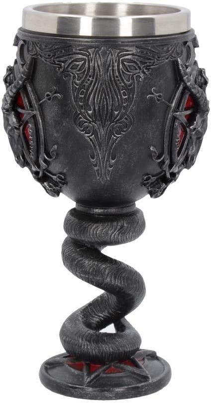 Nemesis Now Baphomet-Kelch, 16 cm, Kunstharz mit Edelstahl, Schwarz