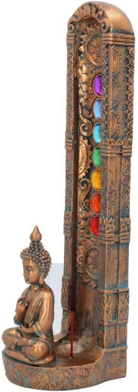 Nemesis Now Bronzed Buddha Ascending Chakras Incense Burner, Resin, 11cm