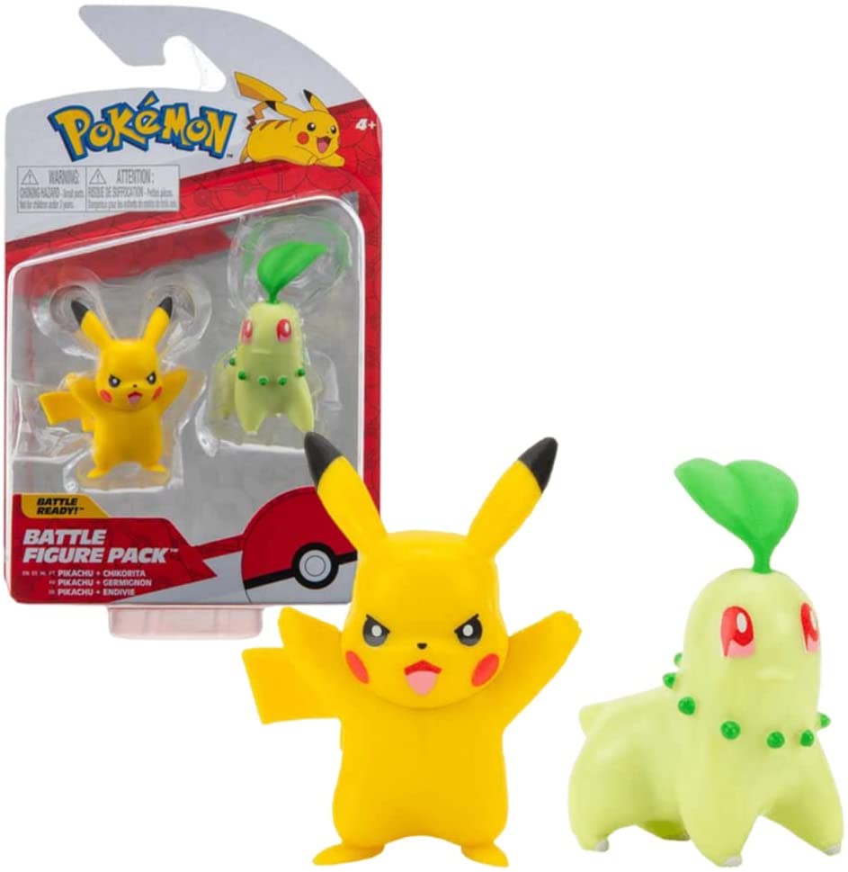 Pokemon 2in Battle Figure Double Pack - Chikorita & Pikachu Series 9