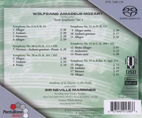 Wolfgang Amadeus Mozart - Youth Symphonies Vol. 4 (Marriner, Asmif) Hybrid] [Audio CD]