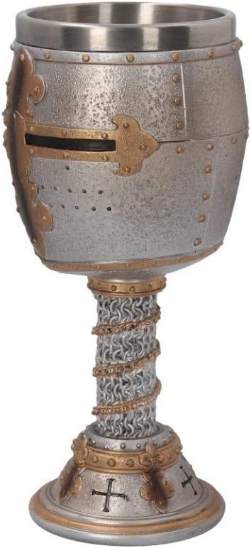 Nemesis Now B3245H7 Crusader Kelch 18 cm Silber, Harz mit Edelstahleinsatz,