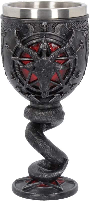 Nemesis Now Baphomet-Kelch, 16 cm, Kunstharz mit Edelstahl, Schwarz