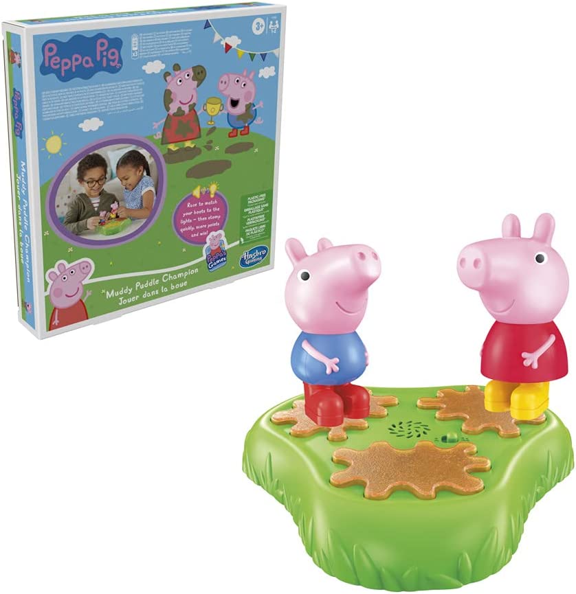 Peppa Pig Muddy Puddle Champion Board Game for Kids Ages 3 and Up, Preschool Game for 1-2 Players, Multicolor