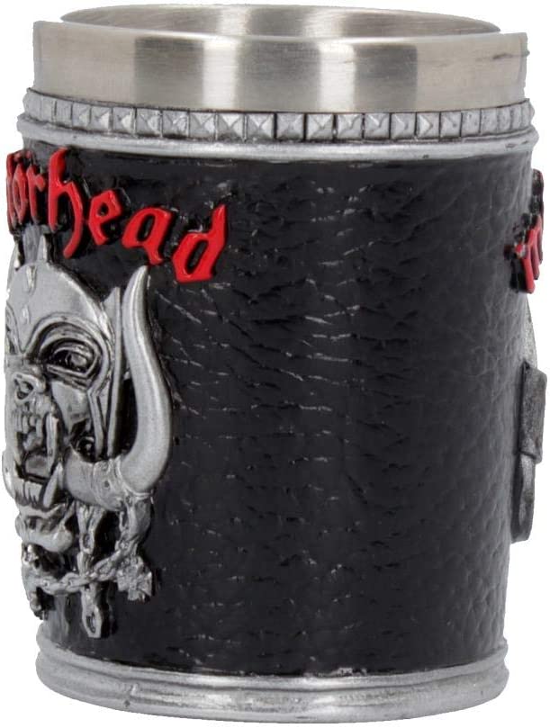 Nemesis Now B4122M8 Motorhead Schnapsglas 7 cm schwarz, Harz mit Edelstahleinsatz, 35 Milliliter