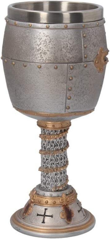 Nemesis Now B3245H7 Crusader Kelch 18 cm Silber, Harz mit Edelstahleinsatz,