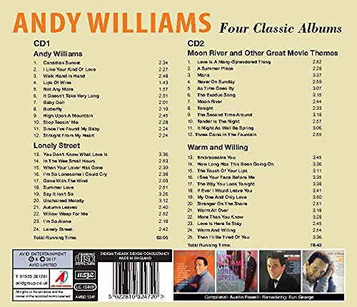 Vier klassische Alben (Andy Williams / Lonely Street / Moon River und andere großartige Filmthemen / Warm And Willing) – Andy Williams [Audio-CD]