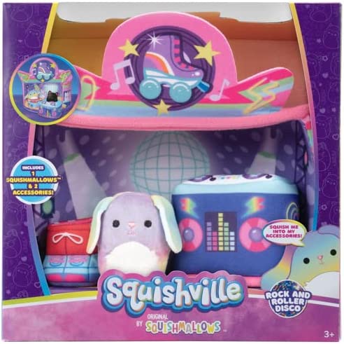 Squishville SQM0324 Deluxe Roller Disco Playscene, inklusive 2-Zoll-Plüschzubehör
