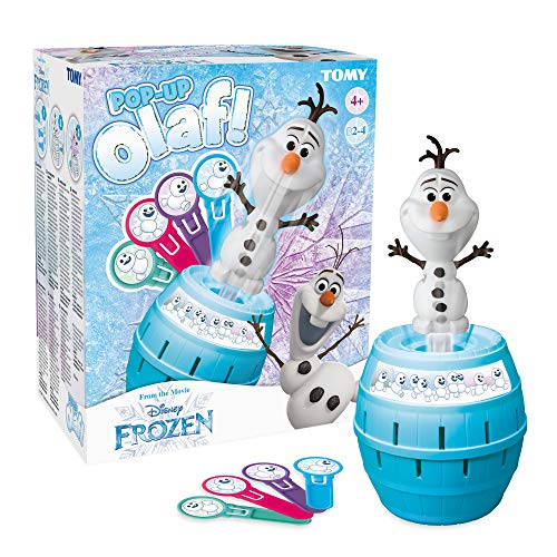 TOMY Pop Up Olaf Kinder-Action-Brettspiel, Familien- und Vorschulkinderspiel, Act
