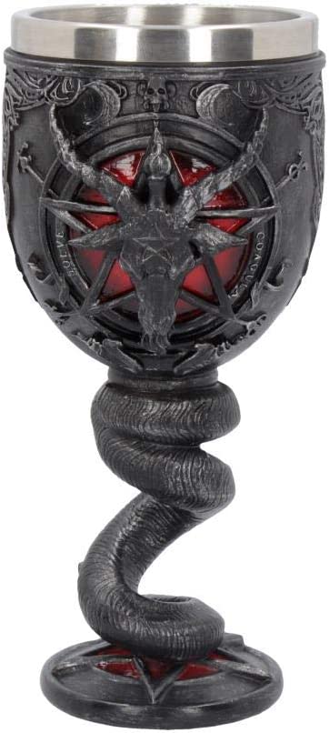 Nemesis Now Baphomet-Kelch, 16 cm, Kunstharz mit Edelstahl, Schwarz