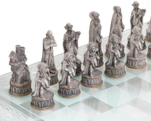 Nemesis Now Vampire Werewolf Gothic Chess Set Black Glass Board 4