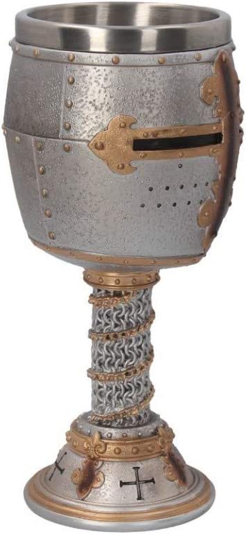 Nemesis Now B3245H7 Crusader Kelch 18 cm Silber, Harz mit Edelstahleinsatz,