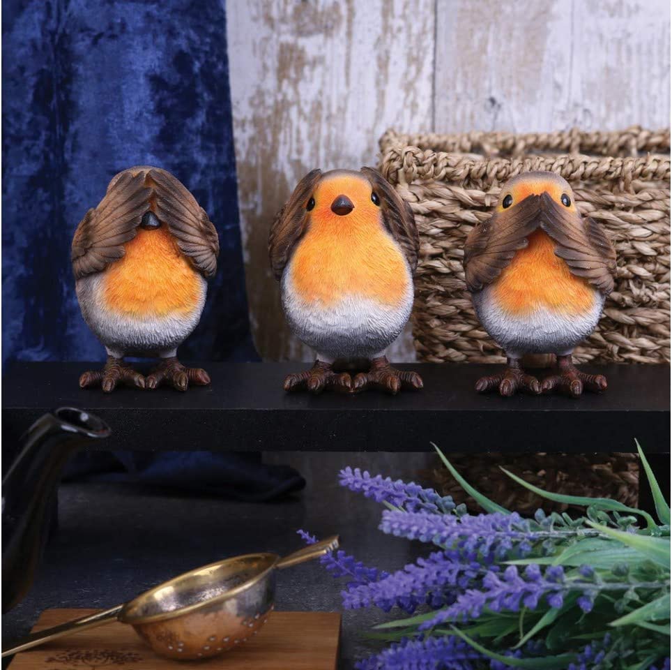 Nemesis Now Three Wise Robins 8 cm Figur, Braun