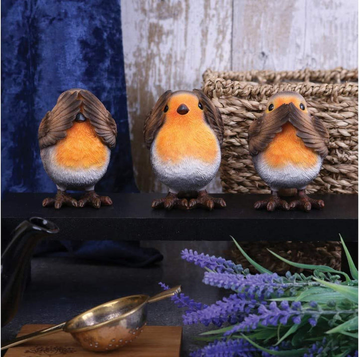 Nemesis Now Three Wise Robins 8 cm Figur, Braun