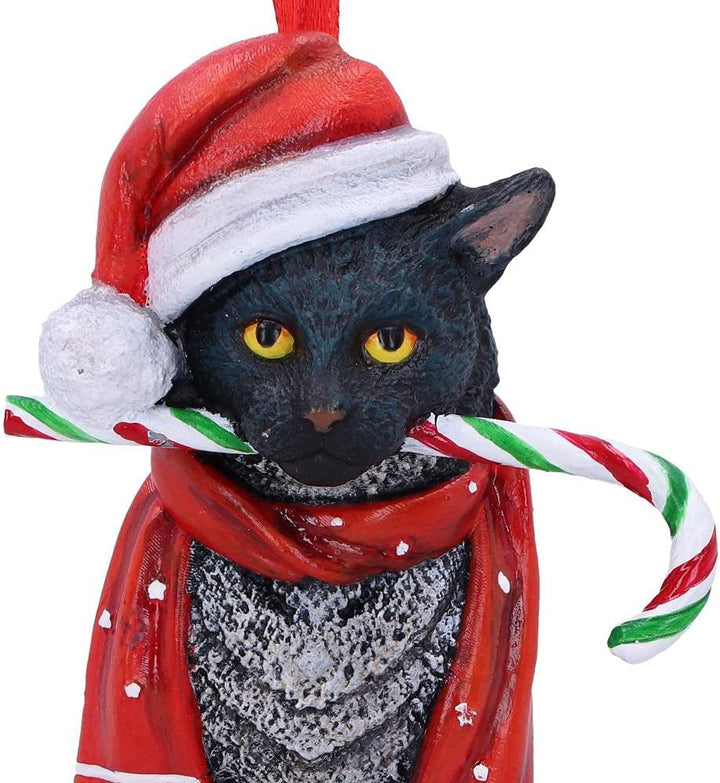 Nemesis Now Hängeornament „Candy Cane Cat“ (LP), 9 cm, Rot